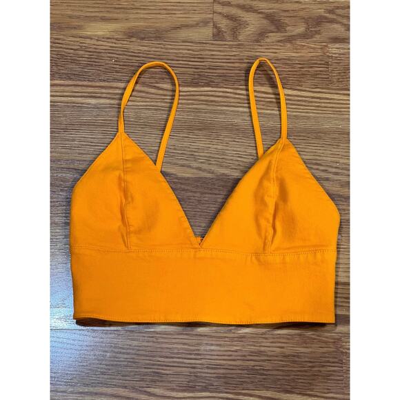 Alice + Olivia Tangerine Carli V-Neck Denim Crop Top size 2 (US XS ) - Picture 6 of 11